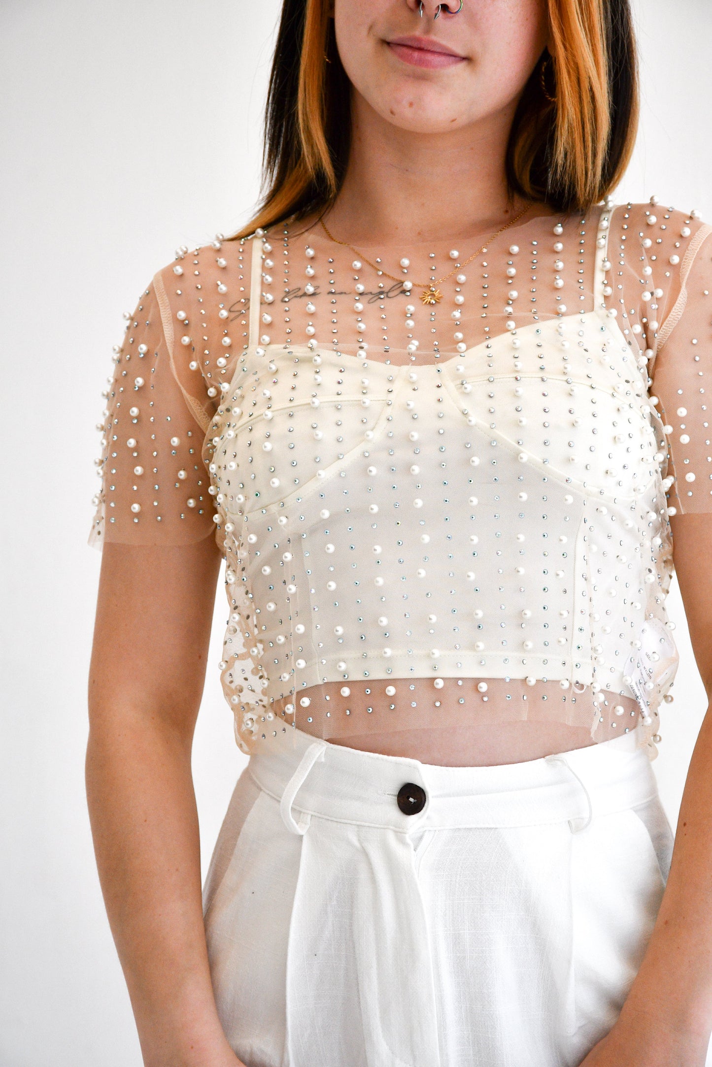 Pearl Mesh Top