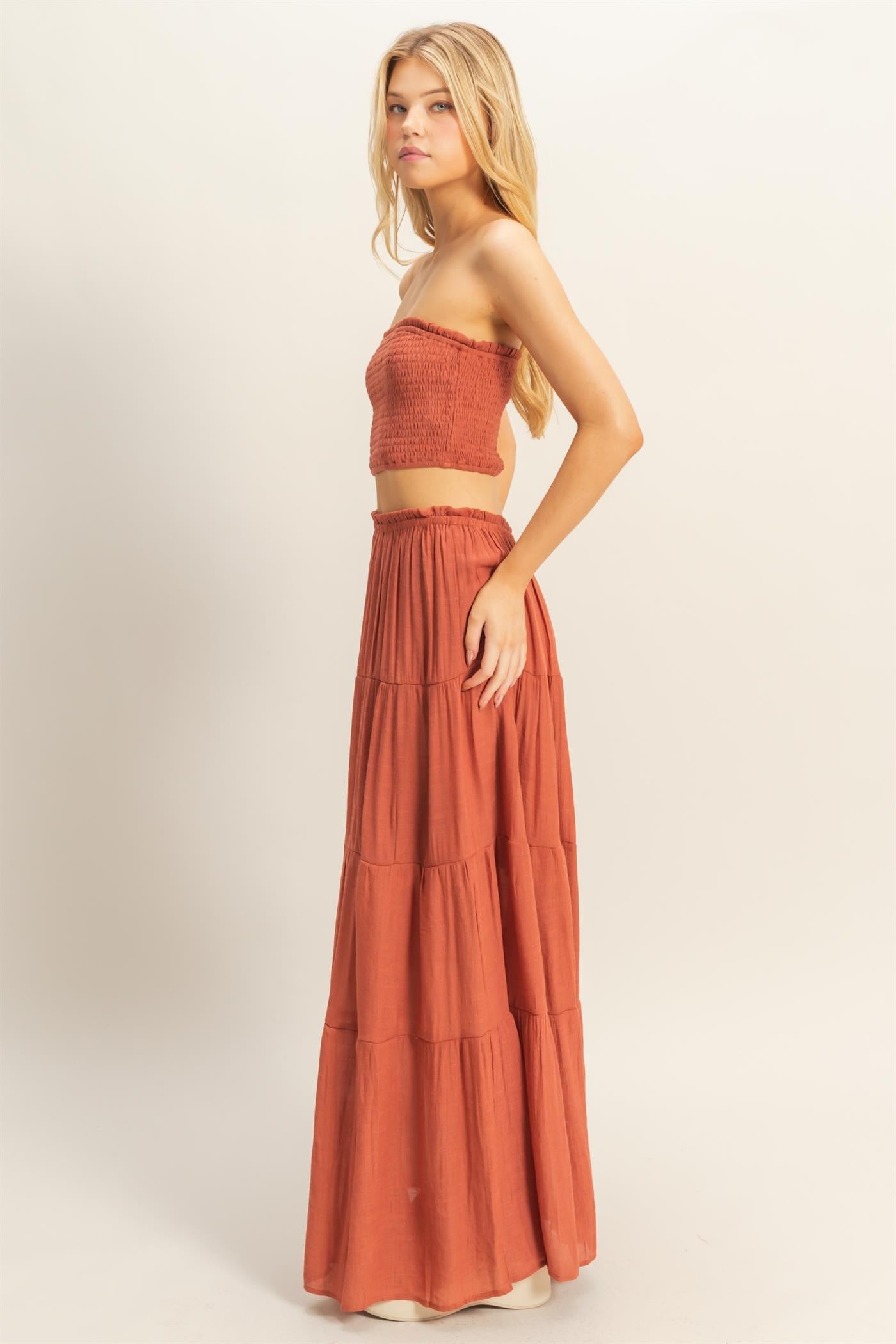 Smocked Top and Maxi Skirt Set