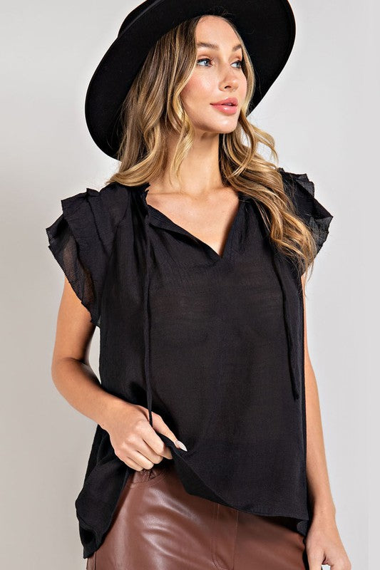 Ruffle Sleeve Full Length Top (Shipping Only)