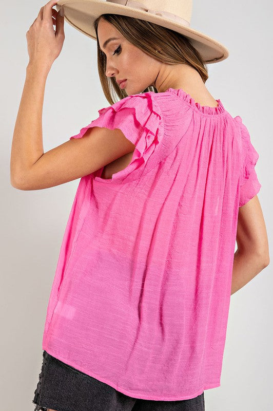 Ruffle Sleeve Full Length Top (Shipping Only)
