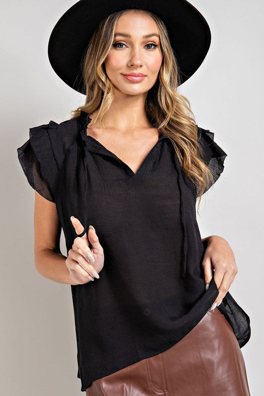 Ruffle Sleeve Full Length Top (Shipping Only)