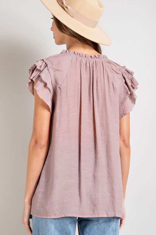 Ruffle Sleeve Full Length Top (Shipping Only)