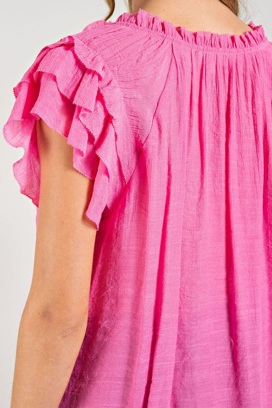 Ruffle Sleeve Full Length Top (Shipping Only)