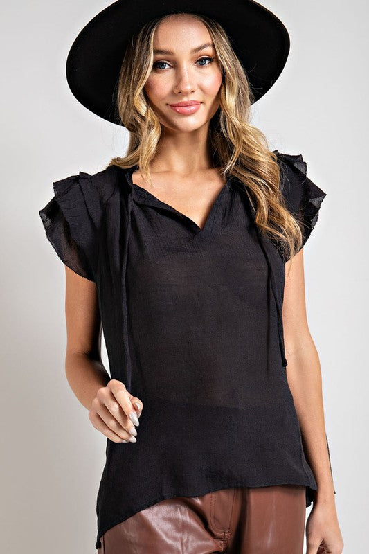 Ruffle Sleeve Full Length Top (Shipping Only)