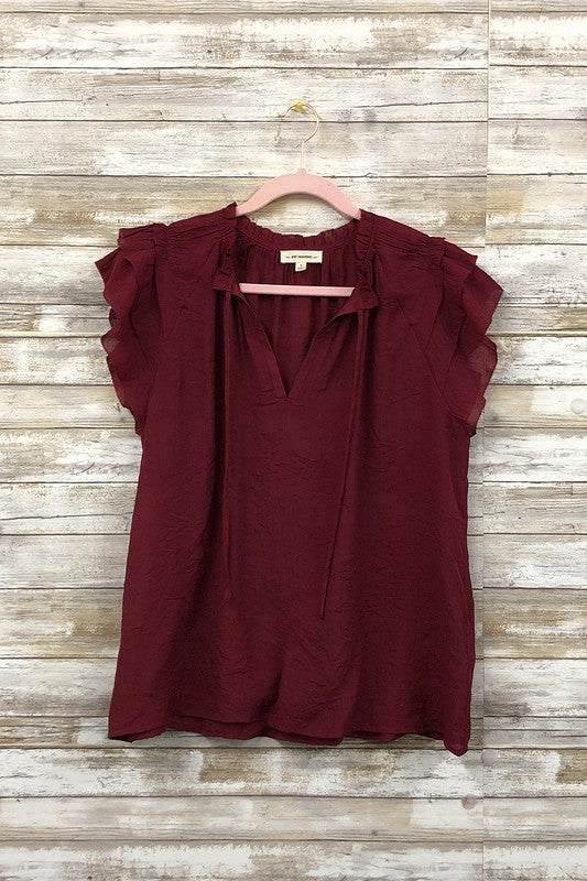Ruffle Sleeve Full Length Top (Shipping Only)