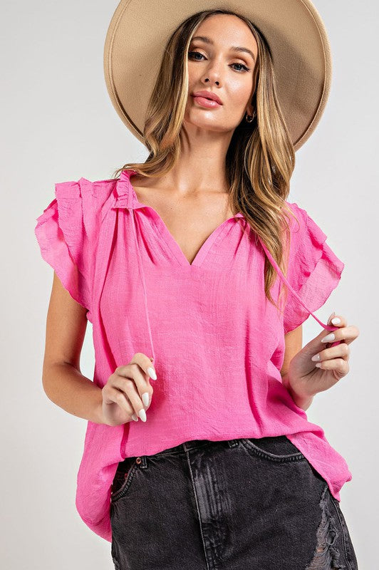 Ruffle Sleeve Full Length Top (Shipping Only)