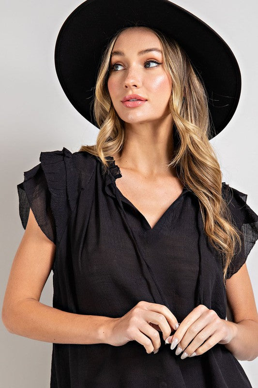 Ruffle Sleeve Full Length Top (Shipping Only)