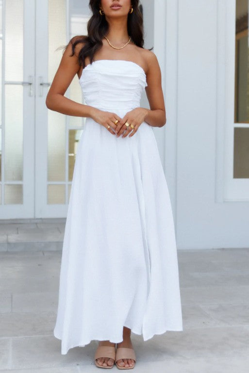 White Slit Long Dress (Shipping Only)