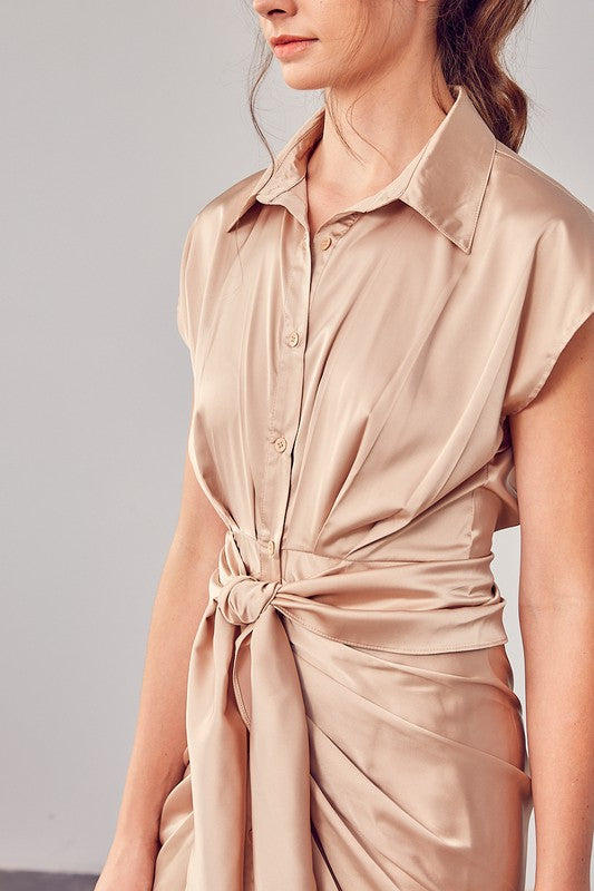 Collar Button Up Front Dress (Shipping Only)
