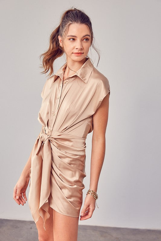 Collar Button Up Front Dress (Shipping Only)
