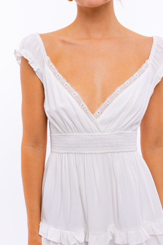 Cap Sleeve Ruffle Mini Dress (shipping only)