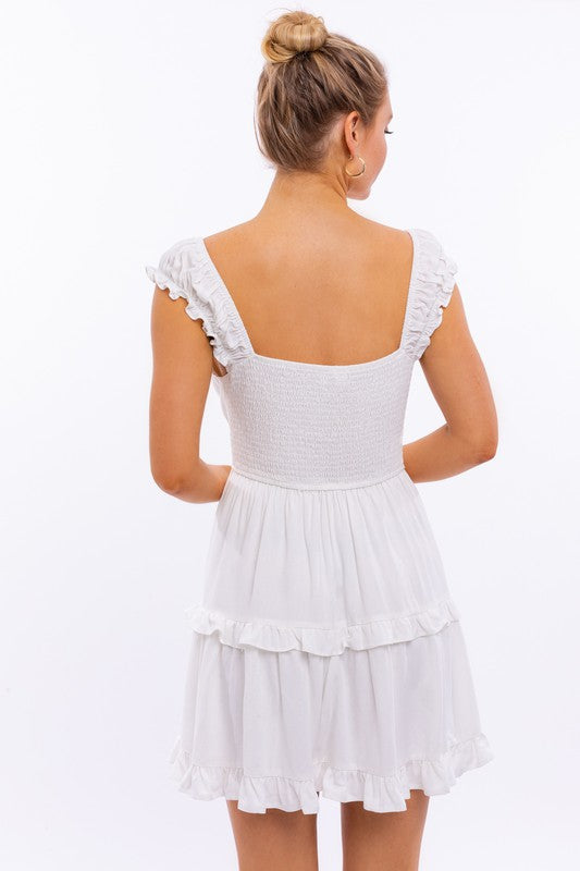 Cap Sleeve Ruffle Mini Dress (shipping only)