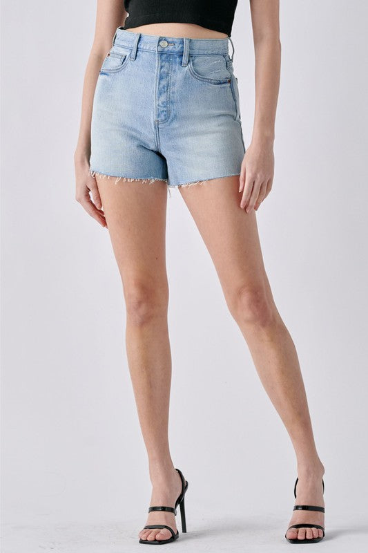 High Rise Denim Mom Short