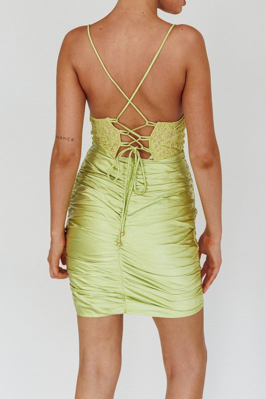 Satin Draped Cowl Neck Mini Dress (Shipping Only)