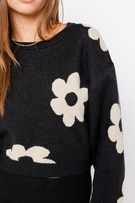 Crop Sweater Daisy Pattern (Shipping Only)