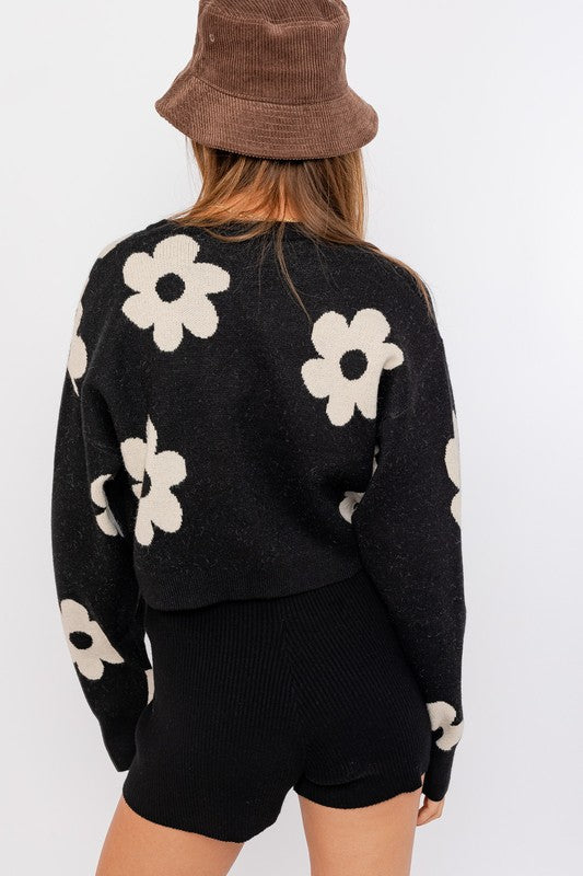 Crop Sweater Daisy Pattern (Shipping Only)