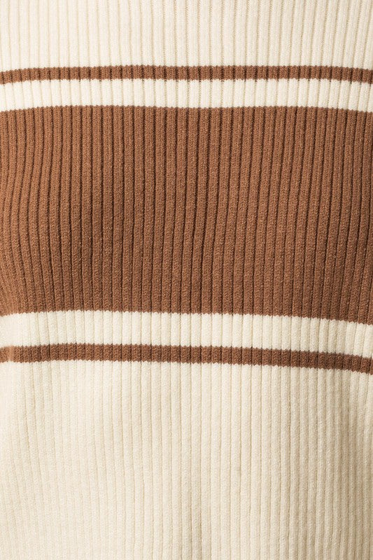 Contrast Stripe Mock Neck Sweater (Shipping Only)