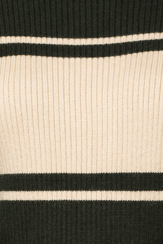 Contrast Stripe Mock Neck Sweater (Shipping Only)