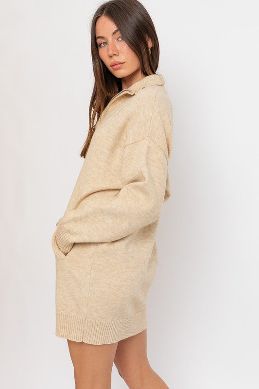 Half Zip Sweater Dress (Shipping Only)