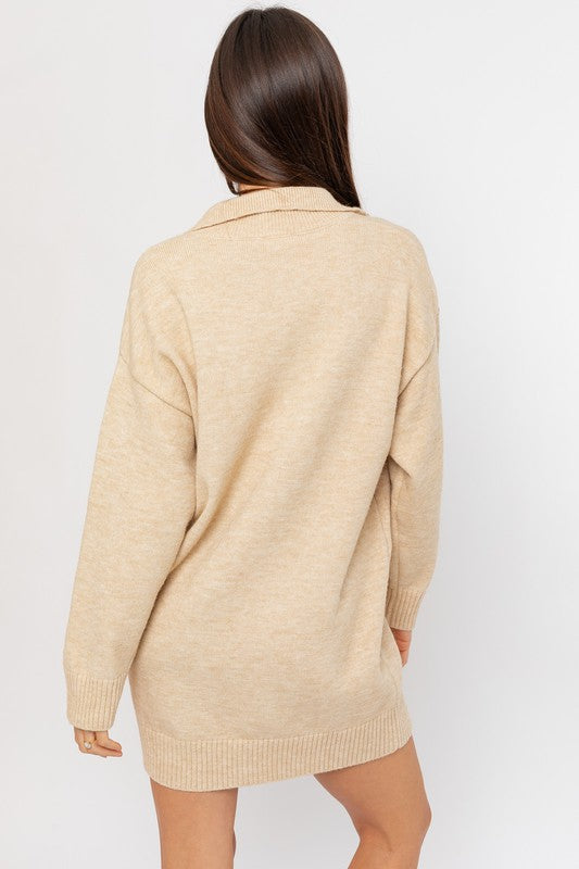 Half Zip Sweater Dress (Shipping Only)