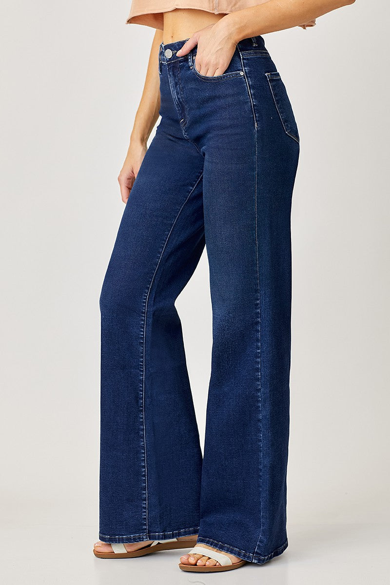 Mid Rise Dark Wide Denim