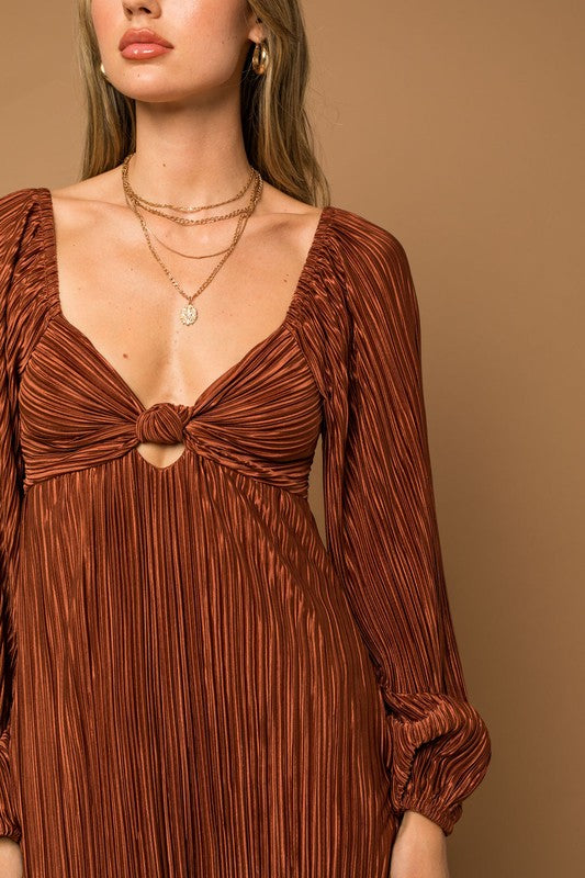 Plisse Cut Out Midi Dress (Shipping Only)