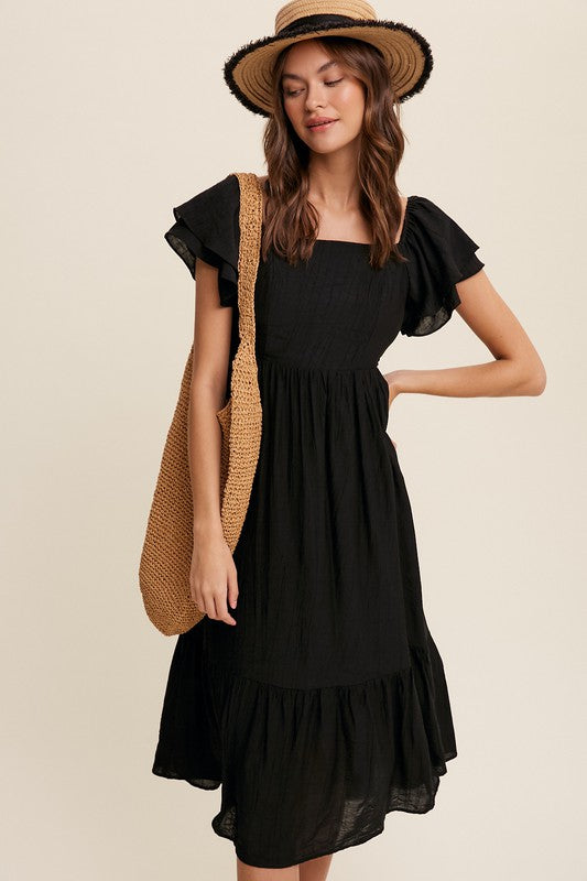 Ruffle Sleeve Maxi Dress (Shipping Only)