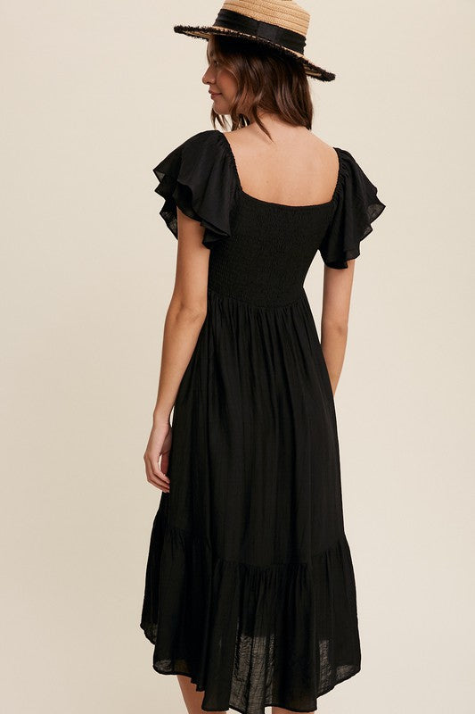 Ruffle Sleeve Maxi Dress (Shipping Only)