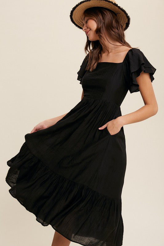 Ruffle Sleeve Maxi Dress (Shipping Only)