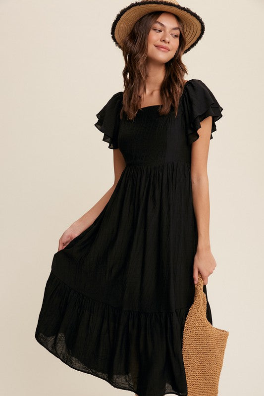 Ruffle Sleeve Maxi Dress (Shipping Only)
