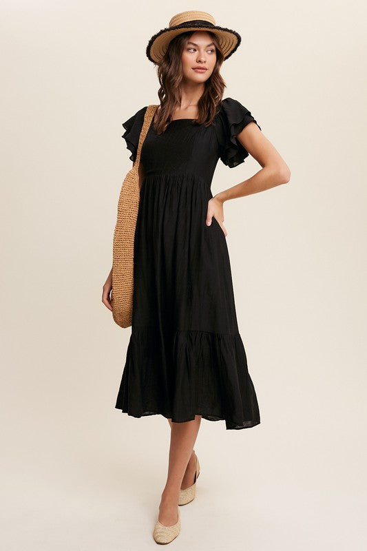 Ruffle Sleeve Maxi Dress (Shipping Only)