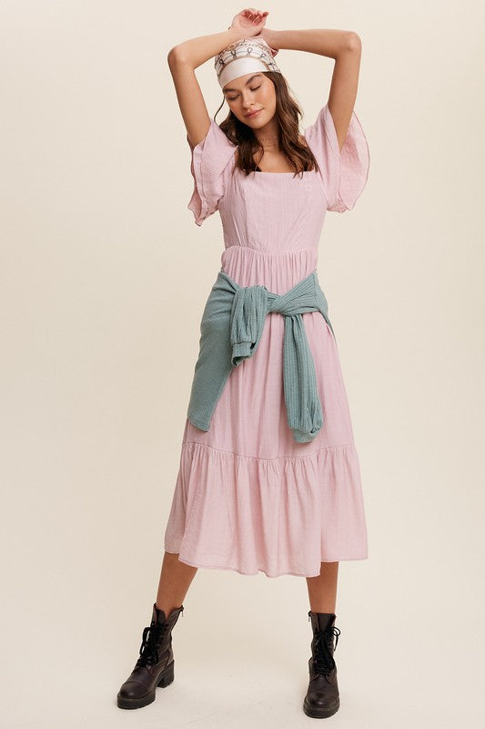Ruffle Sleeve Maxi Dress (Shipping Only)