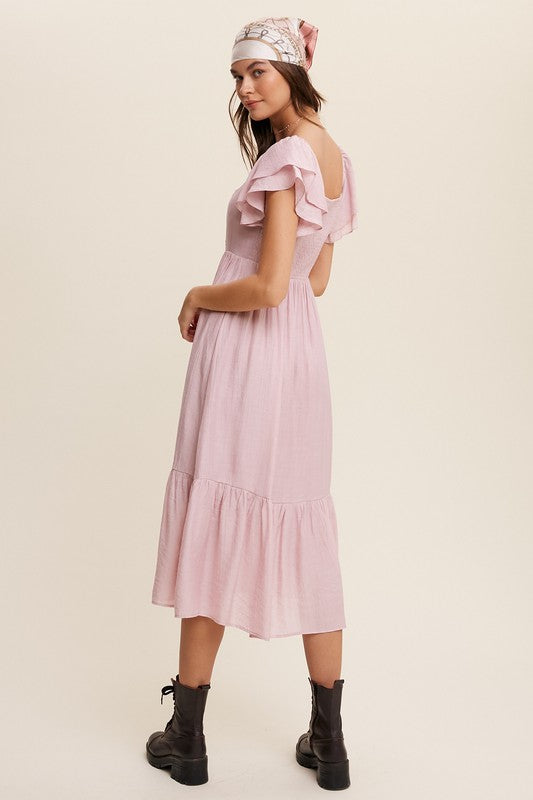 Ruffle Sleeve Maxi Dress (Shipping Only)