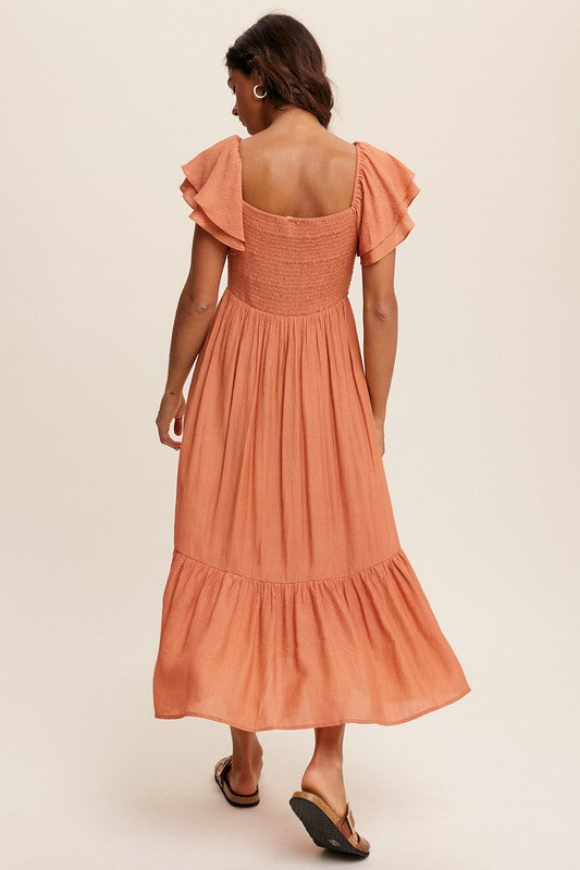 Ruffle Sleeve Maxi Dress (Shipping Only)