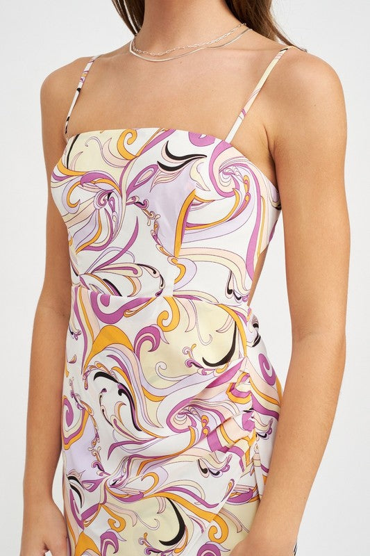 Mini Printed Open Back Dress (Shipping Only)