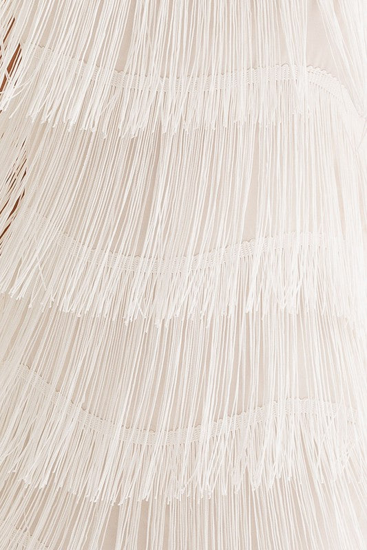 Fringe White Mini Dress