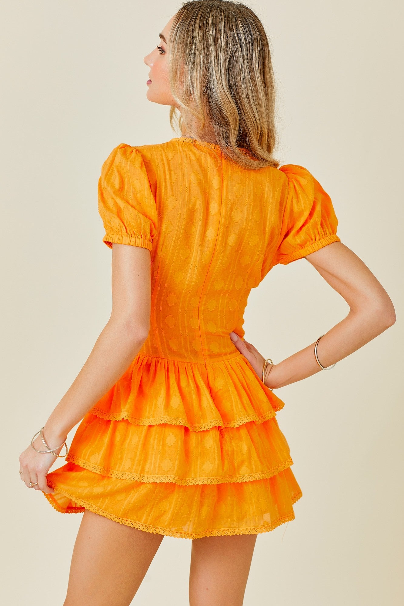 Bright Orange Ruffle Romper