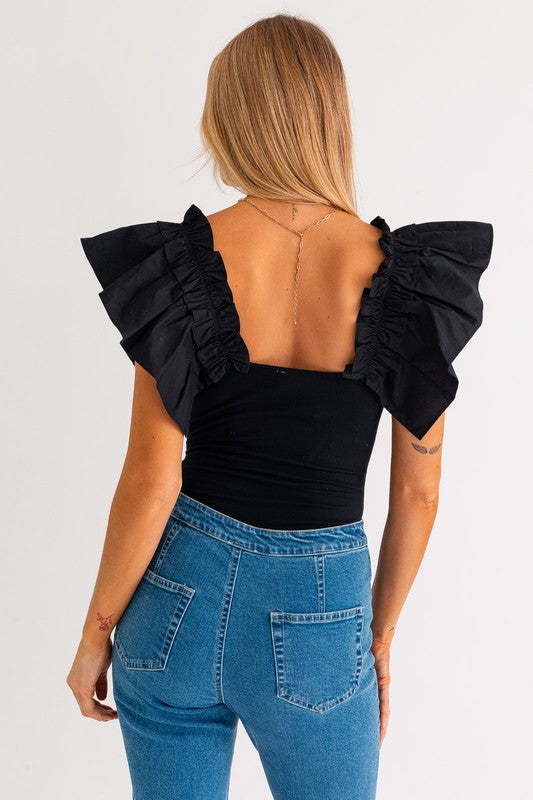 Ruffle Sleeve Bodysuit (Shipping Only)