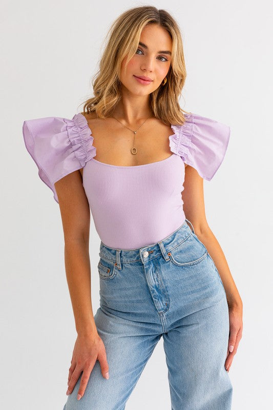 Ruffle Sleeve Bodysuit (Shipping Only)