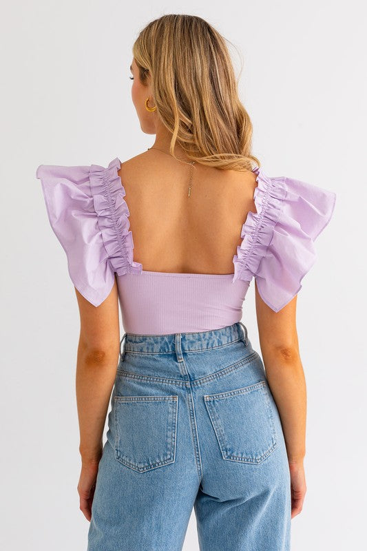 Ruffle Sleeve Bodysuit (Shipping Only)