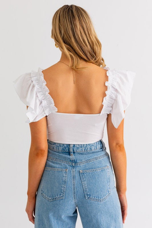 Ruffle Sleeve Bodysuit (Shipping Only)