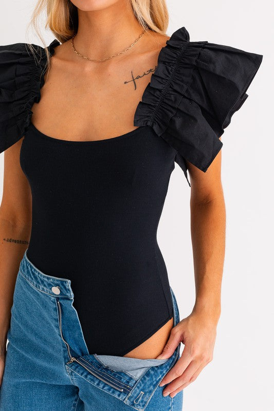 Ruffle Sleeve Bodysuit (Shipping Only)