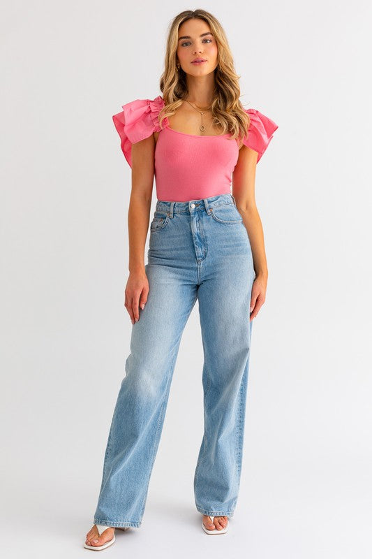 Ruffle Sleeve Bodysuit (Shipping Only)