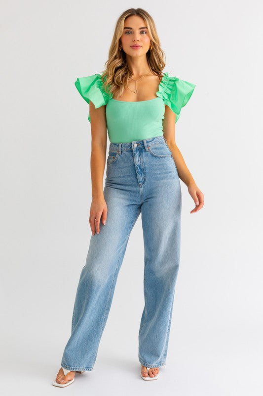 Ruffle Sleeve Bodysuit (Shipping Only)