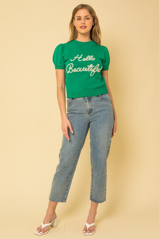 Hello Beautiful Sweater Top (Shipping Only)