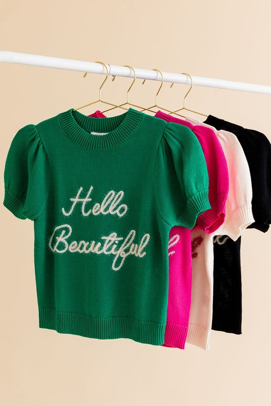 Hello Beautiful Sweater Top (Shipping Only)