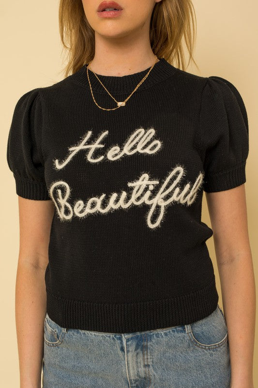 Hello Beautiful Sweater Top (Shipping Only)