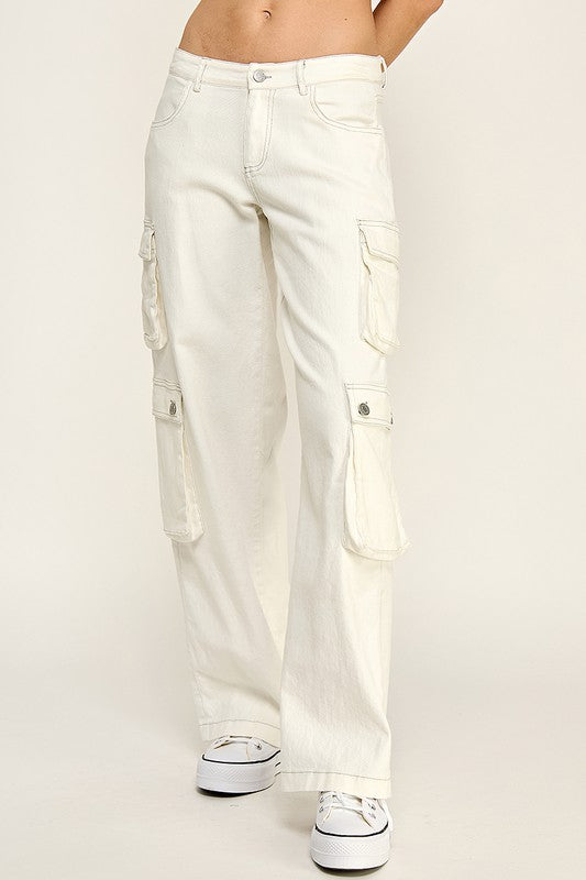 Low Rise Wide Cargo Pants