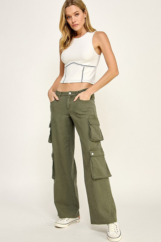 Low Rise Wide Cargo Pants