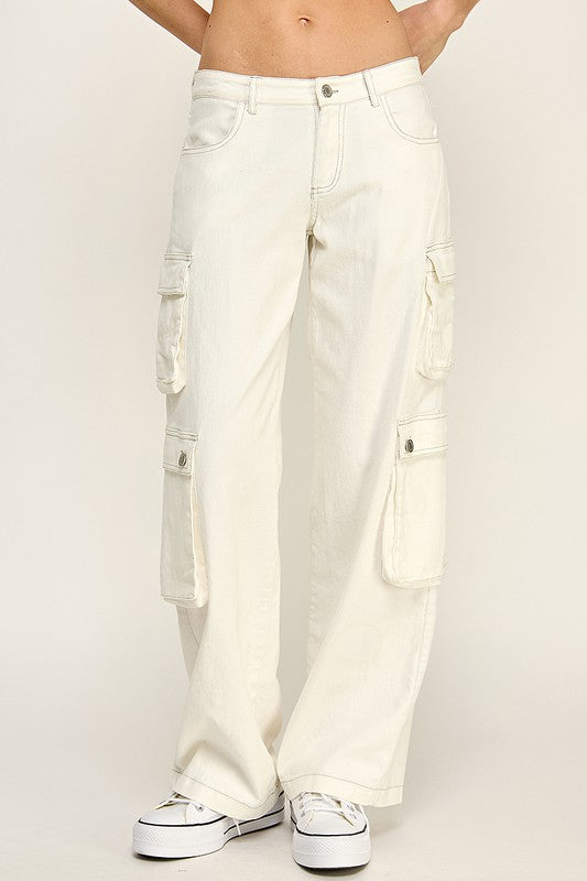 Low Rise Wide Cargo Pants